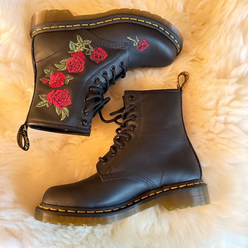 1460 Vonda Floral Leather Lace Up Boots
